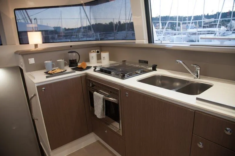Galley of Hephaestus, a Bali 4.1 catamaran at Benitses, Greece