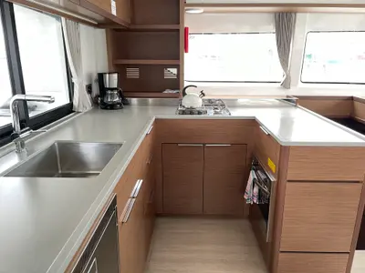Galley of Kleio, a Lagoon 46 catamaran at Volos, Greece