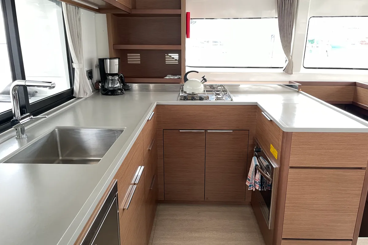 Galley of Kleio, a Lagoon 46 catamaran at Volos, Greece