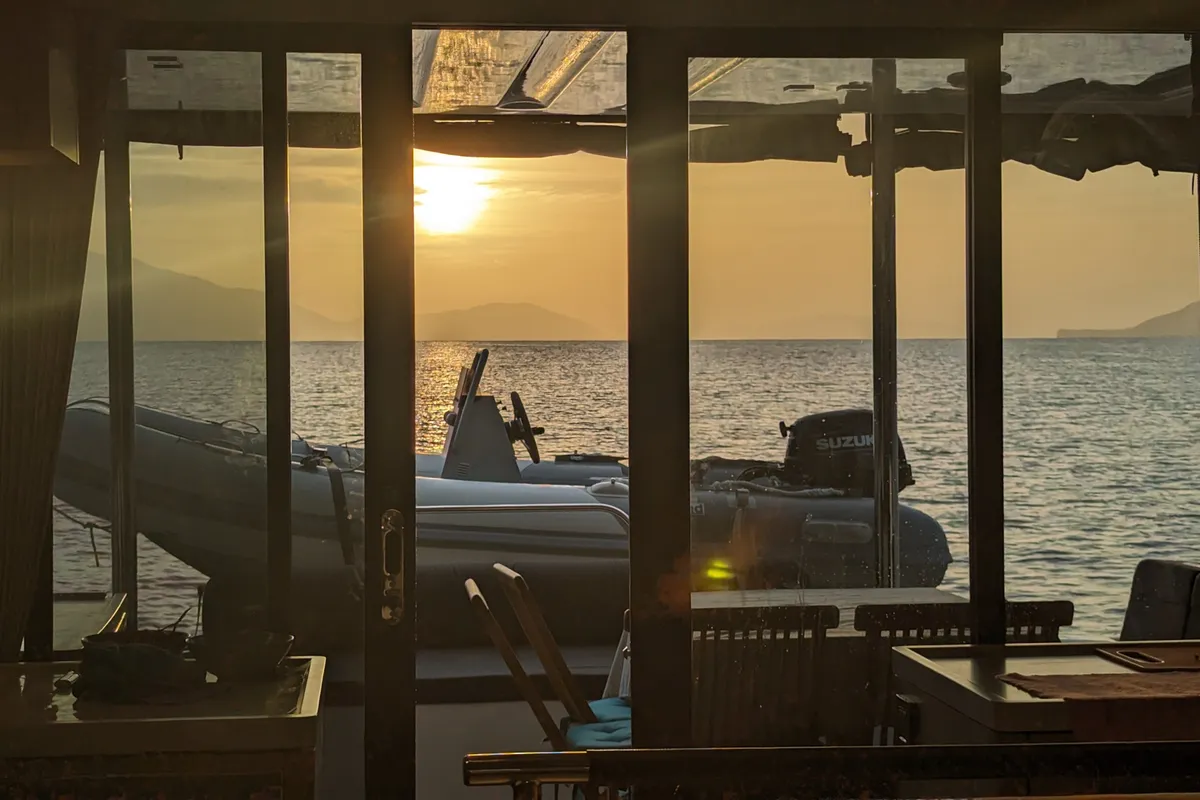 Salon of Aegeus, a Lagoon 51 catamaran at Athens, Greece