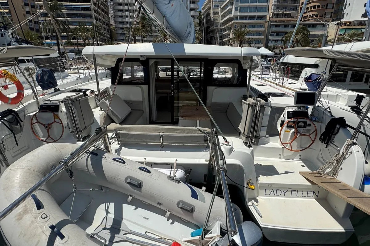 Deck of Lady Ellen - 1747/2025, a Excess 11 catamaran at Palma de Mallorca, Spain