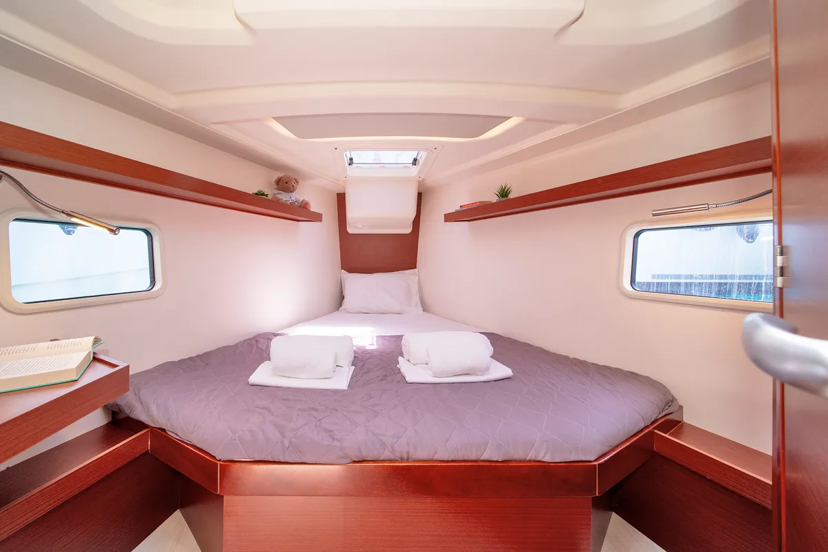 Cabin on Azur, a Hanse 418 sailboat at Lavreotiki Municipal Unit, Greece