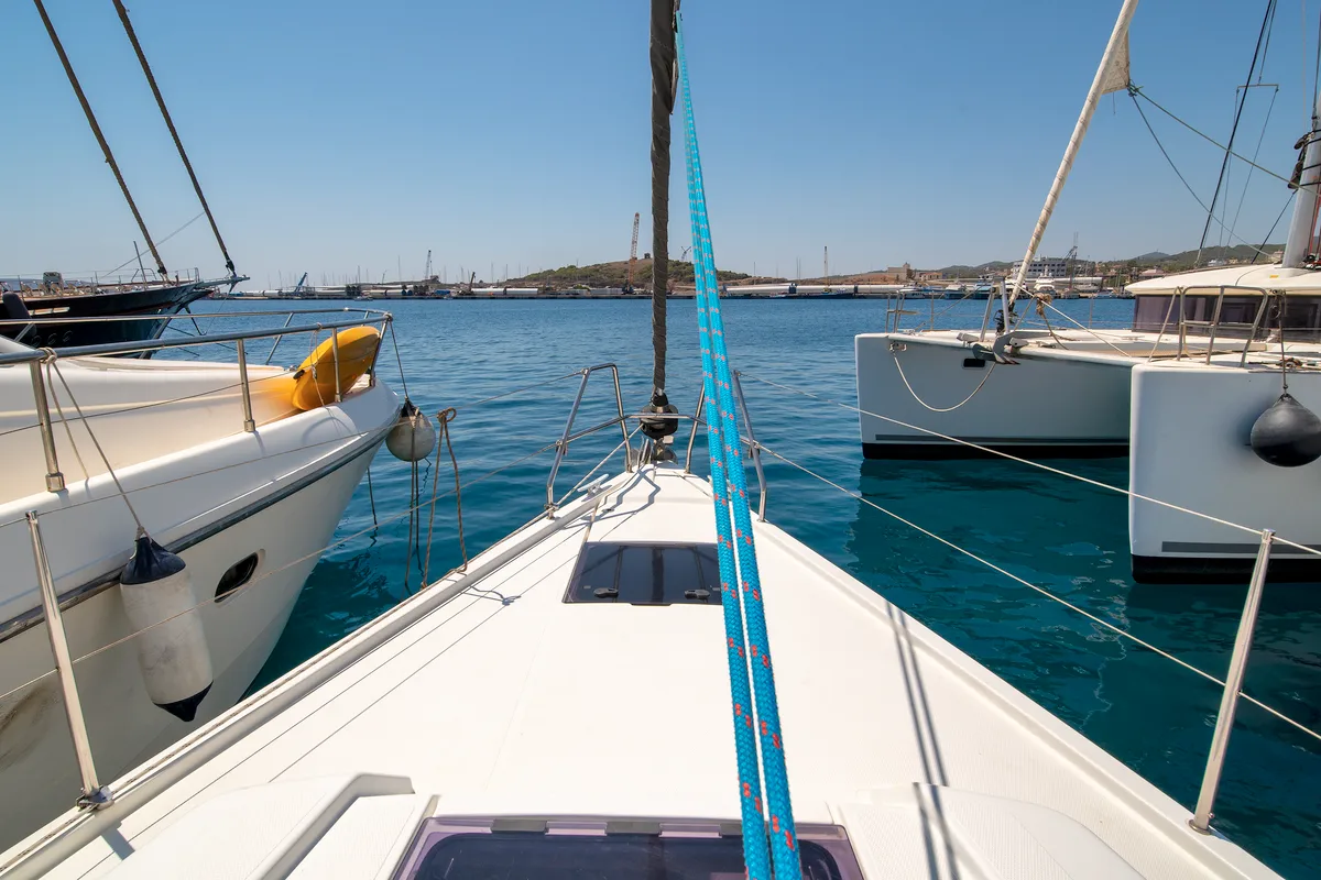 Salon of Azur, a Hanse 418 sailboat at Lavreotiki Municipal Unit, Greece