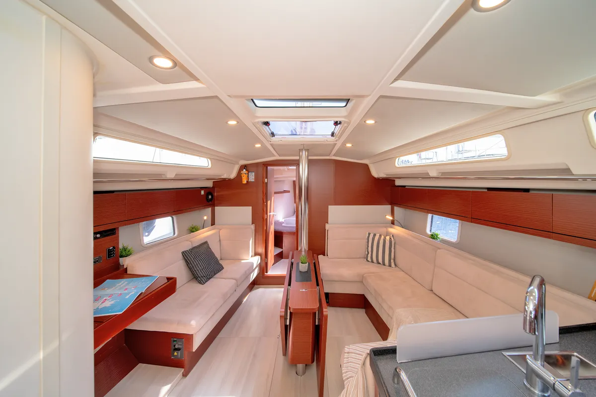 Cabin on Azur, a Hanse 418 sailboat at Lavreotiki Municipal Unit, Greece