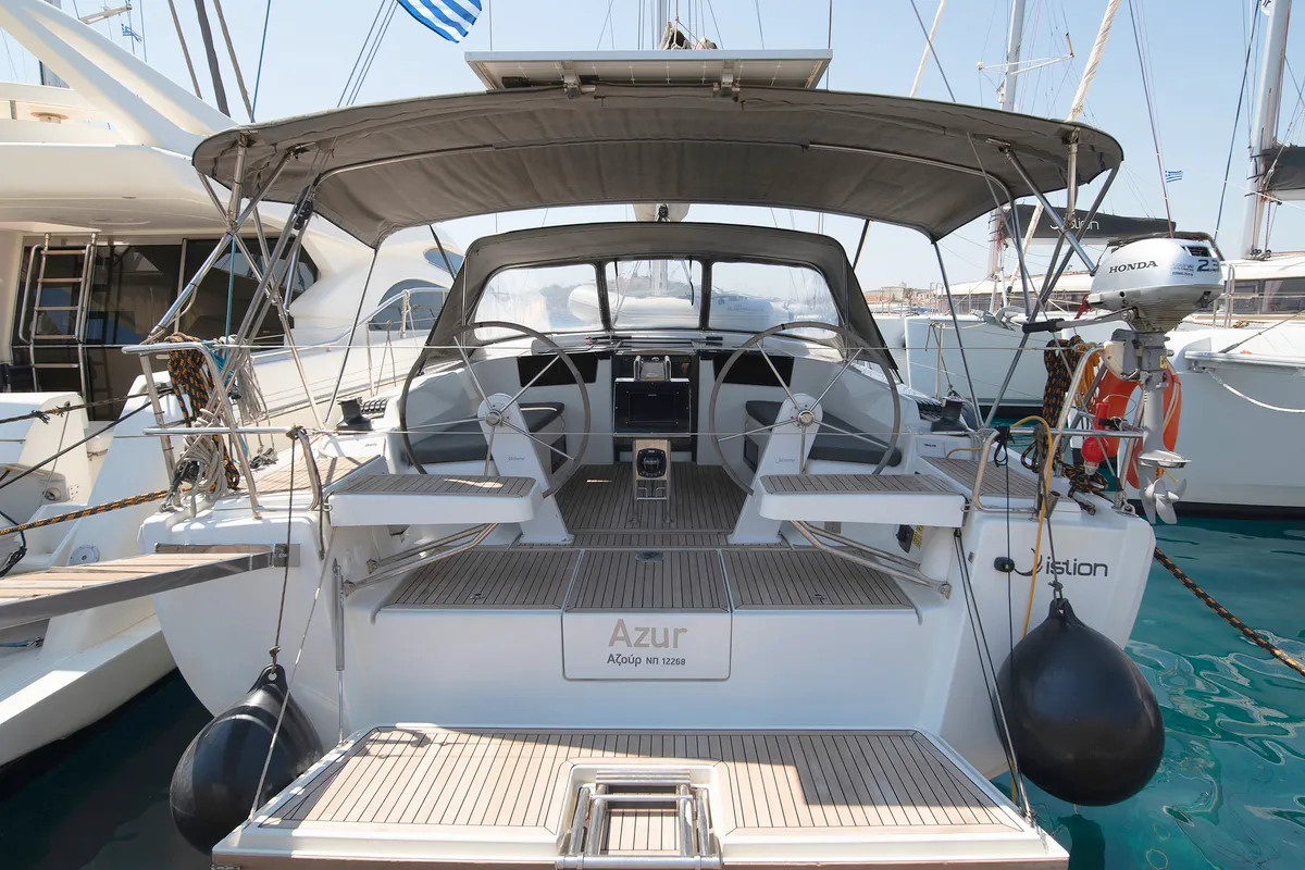 Salon of Azur, a Hanse 418 sailboat at Lavreotiki Municipal Unit, Greece