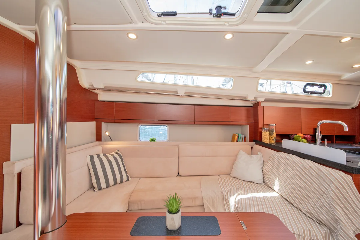 Galley of Azur, a Hanse 418 sailboat at Lavreotiki Municipal Unit, Greece