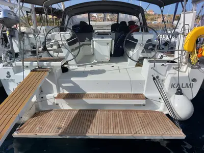 Cockpit of Kalmi, a Beneteau Oceanis 46.1 sailboat at Lavreotiki Municipal Unit, Greece