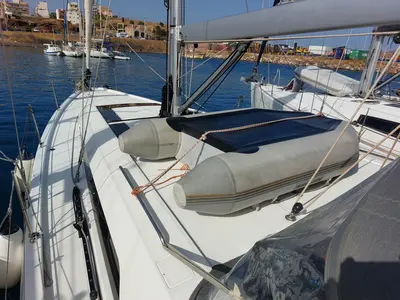 Deck of Kalmi, a Beneteau Oceanis 46.1 sailboat at Lavreotiki Municipal Unit, Greece