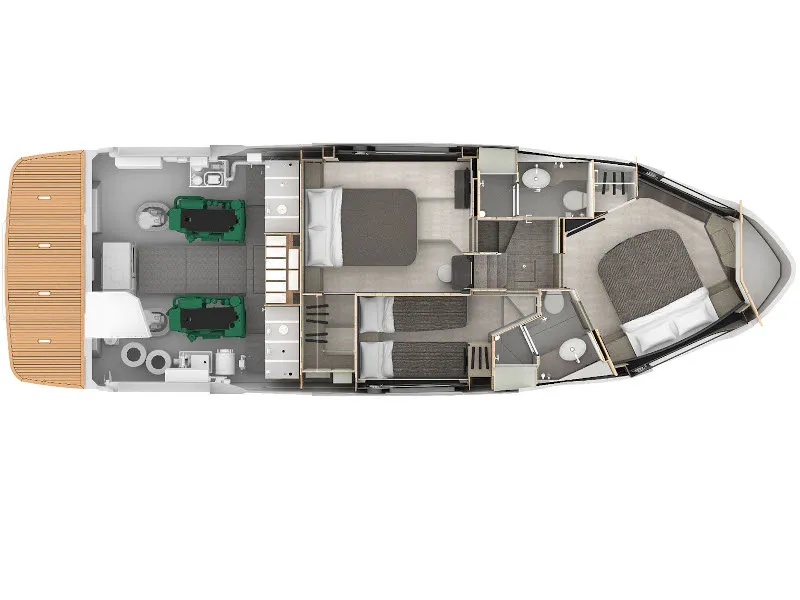 Floor plan of Vardo, a Absolute 47 Fly motorboat at Općina Rogoznica, Croatia