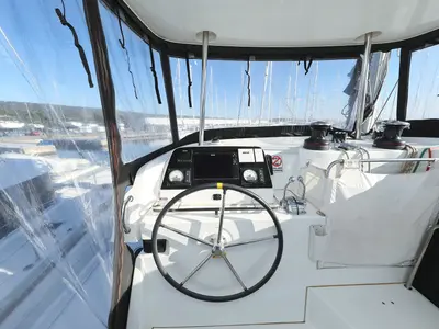 Cockpit of Fat Cat, a Lagoon 42 catamaran at Općina Sukošan, Croatia