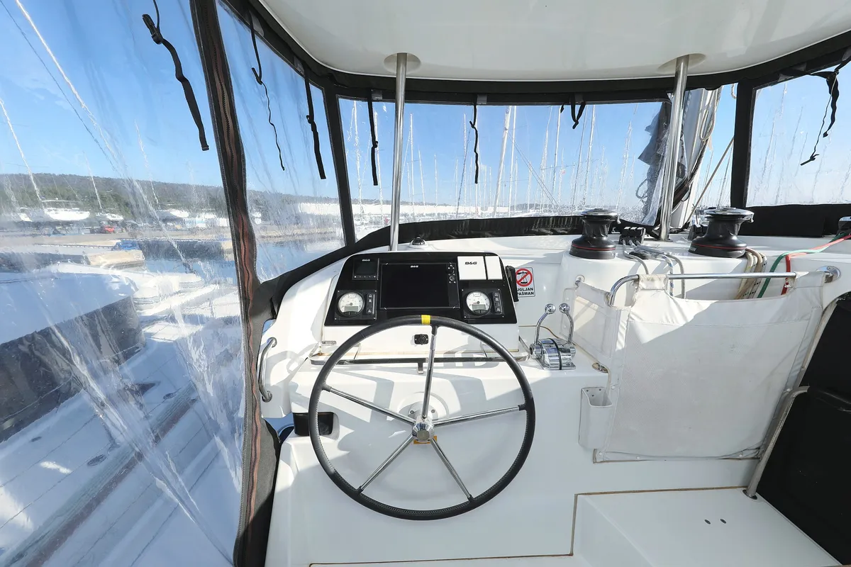 Cockpit of Fat Cat, a Lagoon 42 catamaran at Općina Sukošan, Croatia