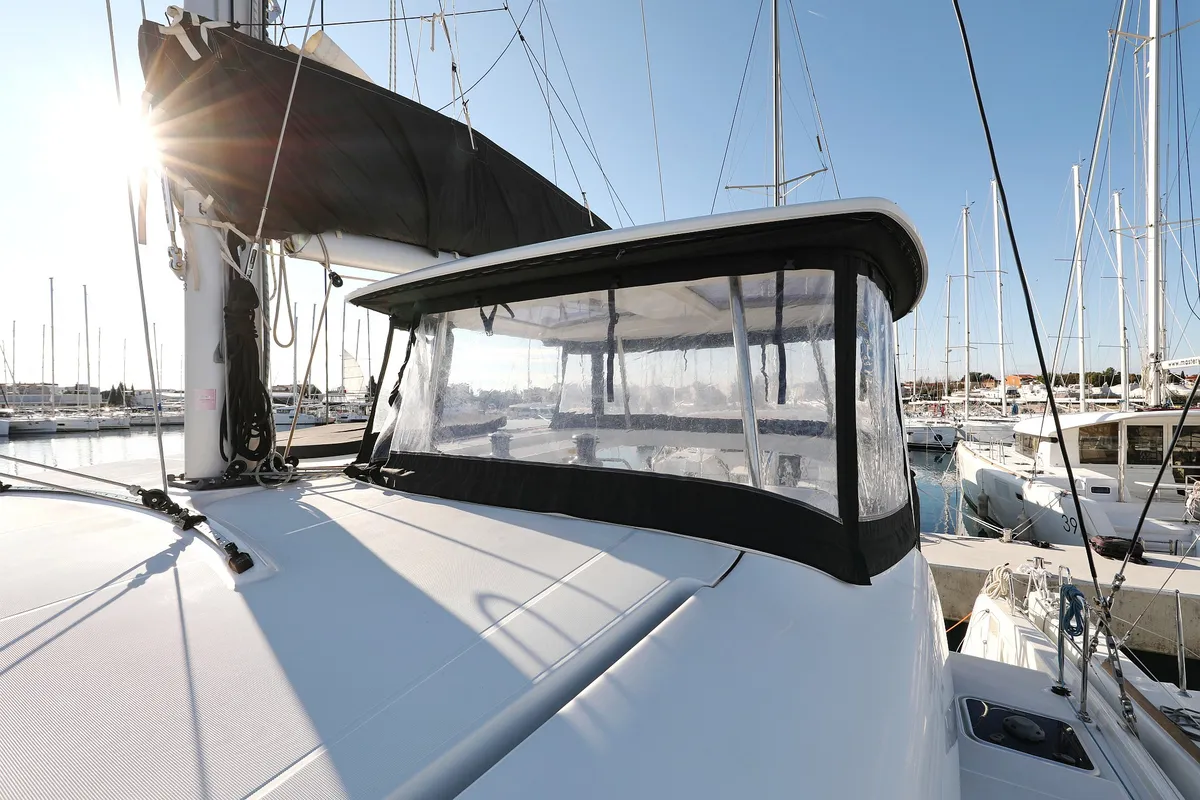 Cockpit of Fat Cat, a Lagoon 42 catamaran at Općina Sukošan, Croatia