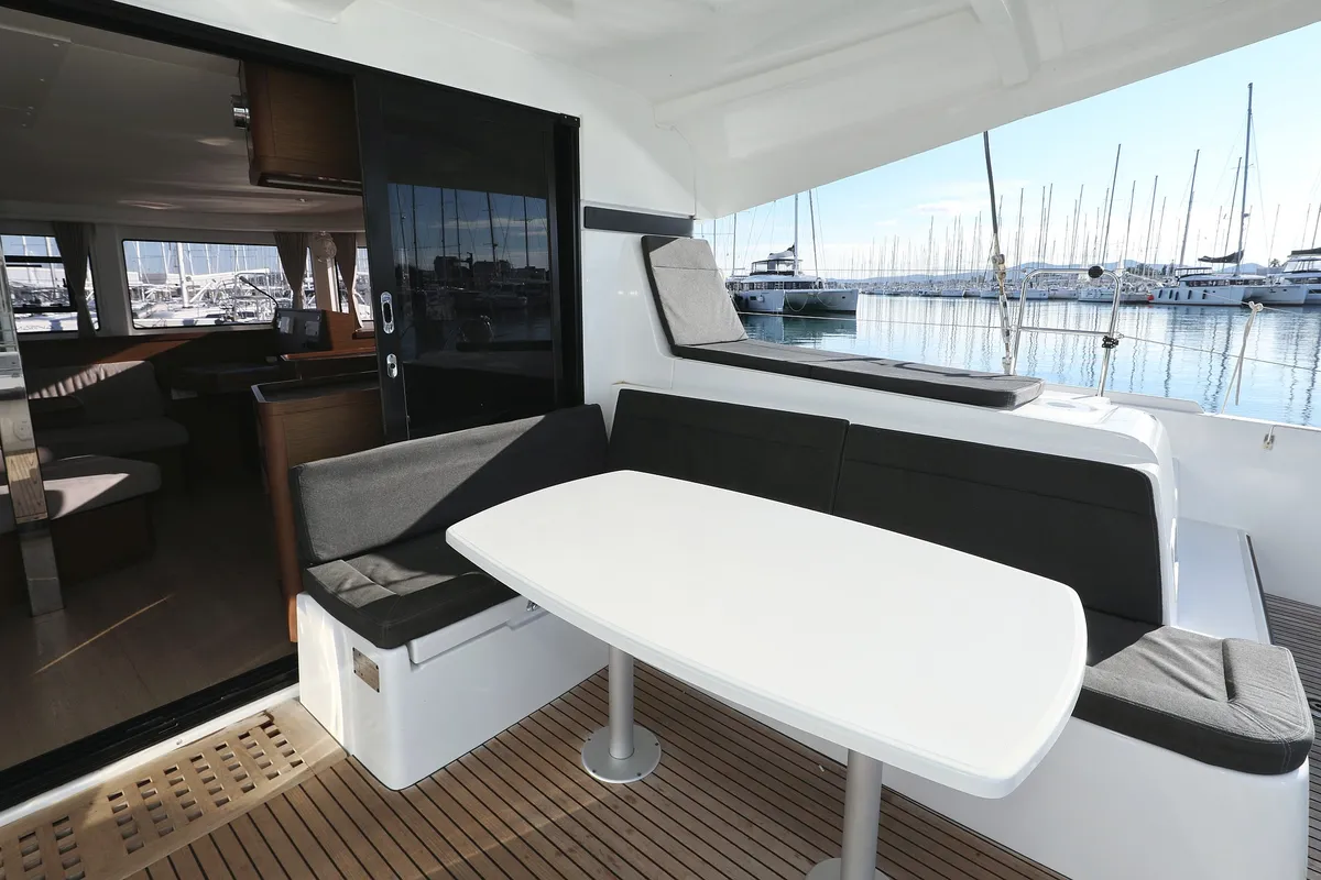 Deck of Fat Cat, a Lagoon 42 catamaran at Općina Sukošan, Croatia