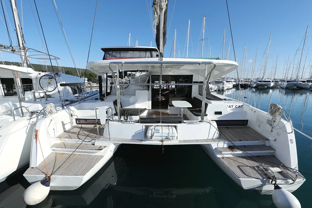 Exterior view of Fat Cat, a Lagoon 42 catamaran at Općina Sukošan, Croatia