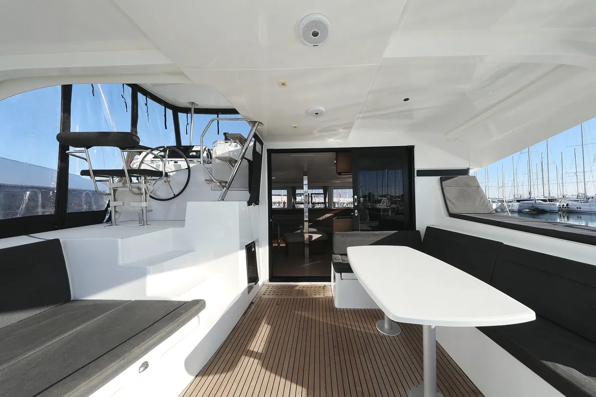 Deck of Fat Cat, a Lagoon 42 catamaran at Općina Sukošan, Croatia