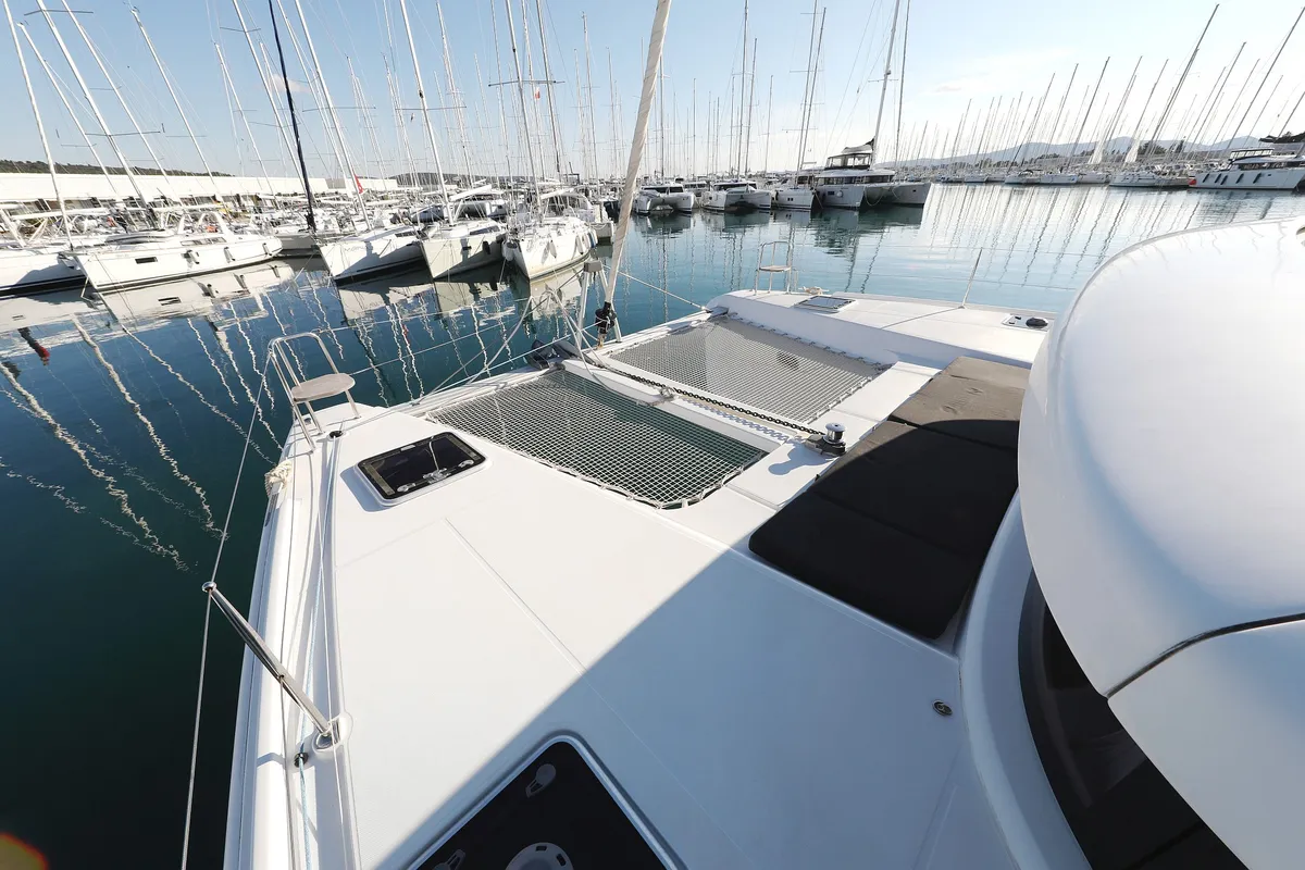 Deck of Fat Cat, a Lagoon 42 catamaran at Općina Sukošan, Croatia