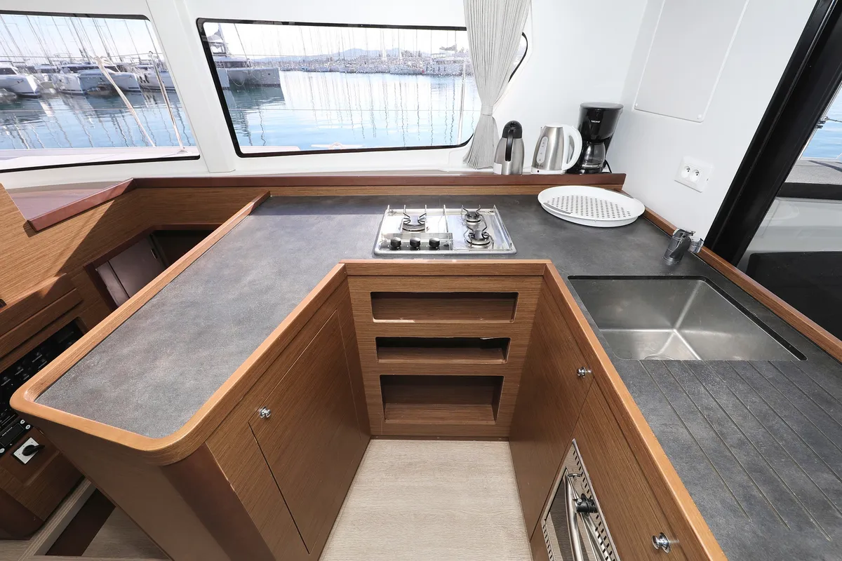 Galley of Fat Cat, a Lagoon 42 catamaran at Općina Sukošan, Croatia