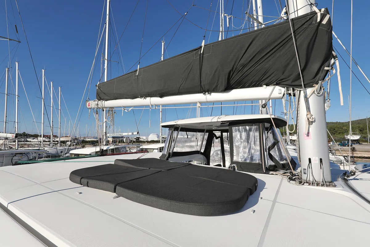 Deck of Fat Cat, a Lagoon 42 catamaran at Općina Sukošan, Croatia