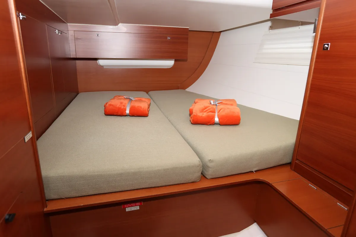 Cabin on Cala di Volpe, a Dufour 520 Grand Large sailboat at Cagliari, Italy