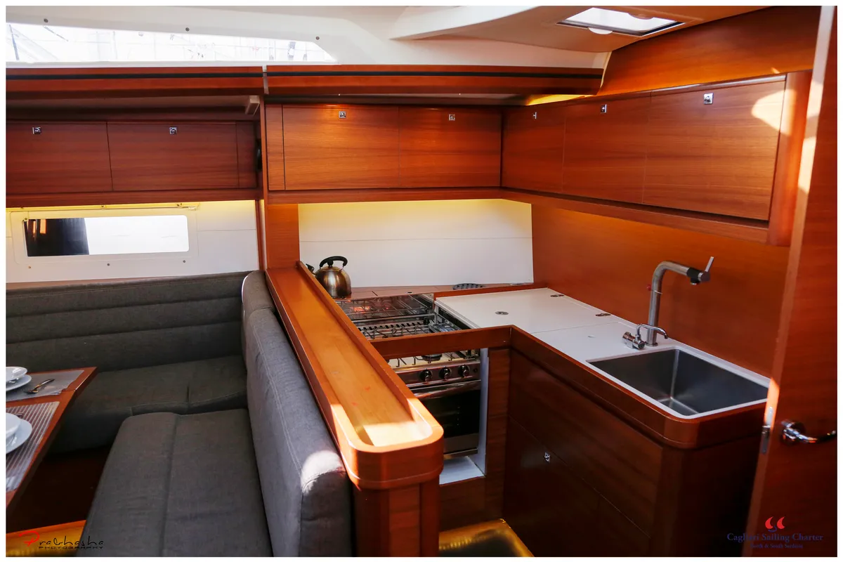 Galley of Cala di Volpe, a Dufour 520 Grand Large sailboat at Cagliari, Italy