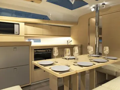 Galley of Eftychia 3, a Dufour 382 GL sailboat at Municipal Unit of Lefkada, Greece