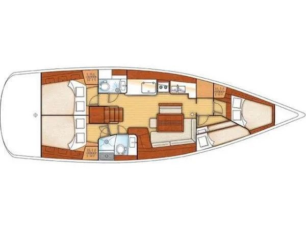 Floor plan of Stavros Tou Notou, a Beneteau Oceanis 46 sailboat at Municipal Unit of Rhodes, Greece