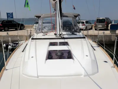 Deck of Aquarius, a Beneteau Oceanis 35.1 sailboat at Biograd na Moru, Croatia