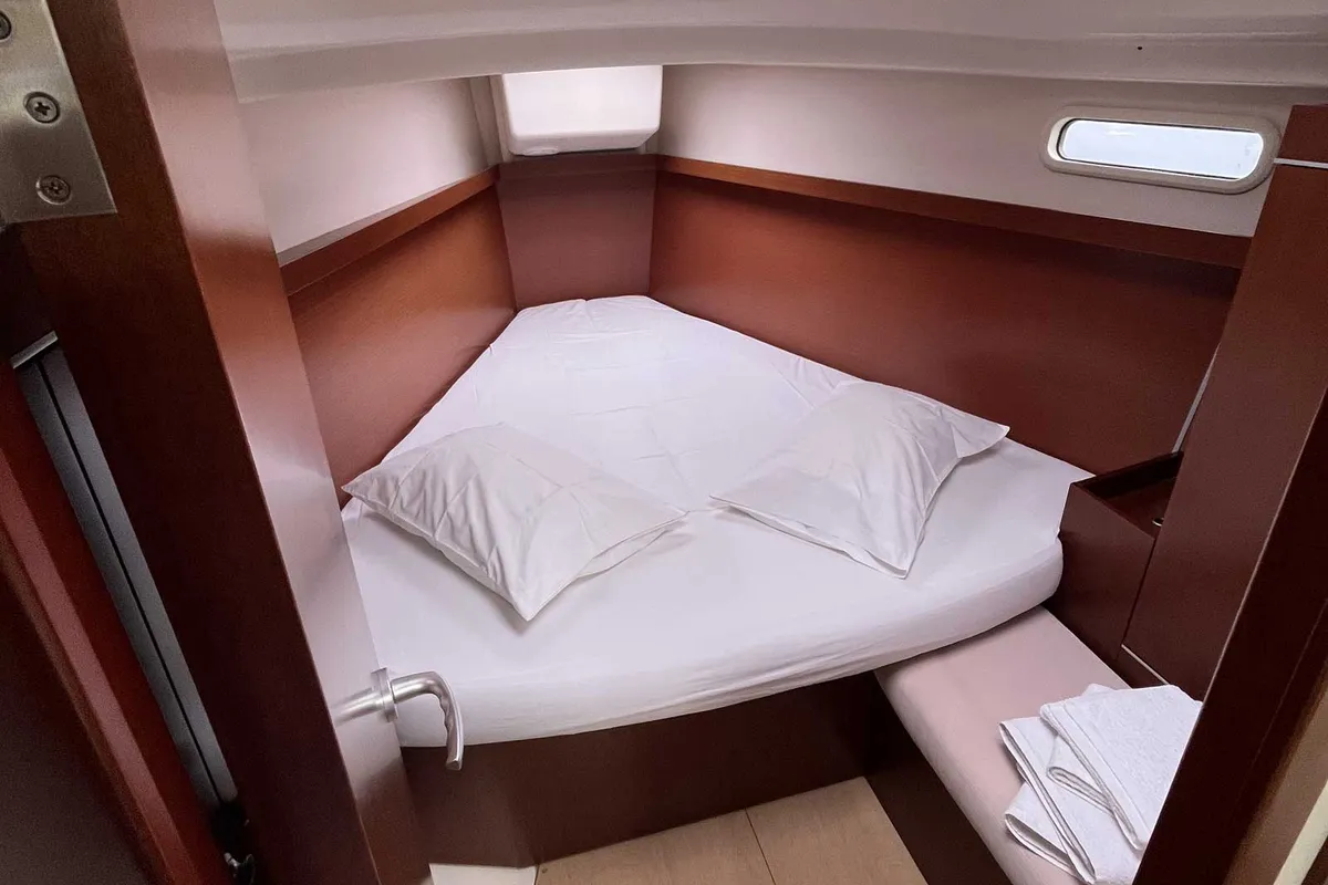 Cabin on Alkyoni, a Hanse 385 sailboat at Thessaloniki, Greece
