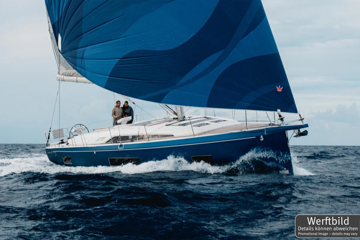 Exterior view of Jumilia, a Beneteau Oceanis 47 sailboat at Biograd na Moru, Croatia