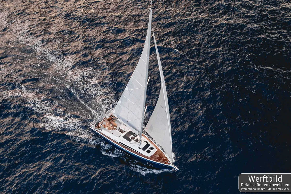 Exterior view of Jumilia, a Beneteau Oceanis 47 sailboat at Biograd na Moru, Croatia