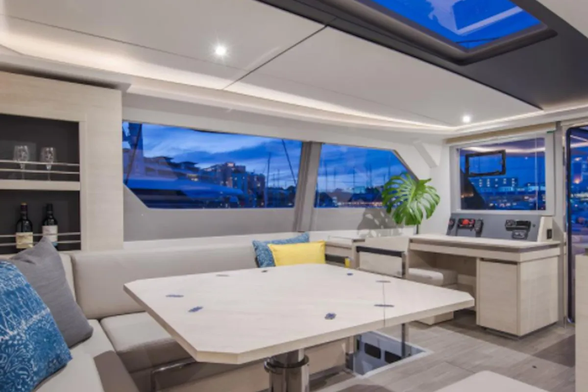 Salon of Moorings 5000 Exclusive, a Leopard 50 catamaran at Road Town, British Virgin Islands