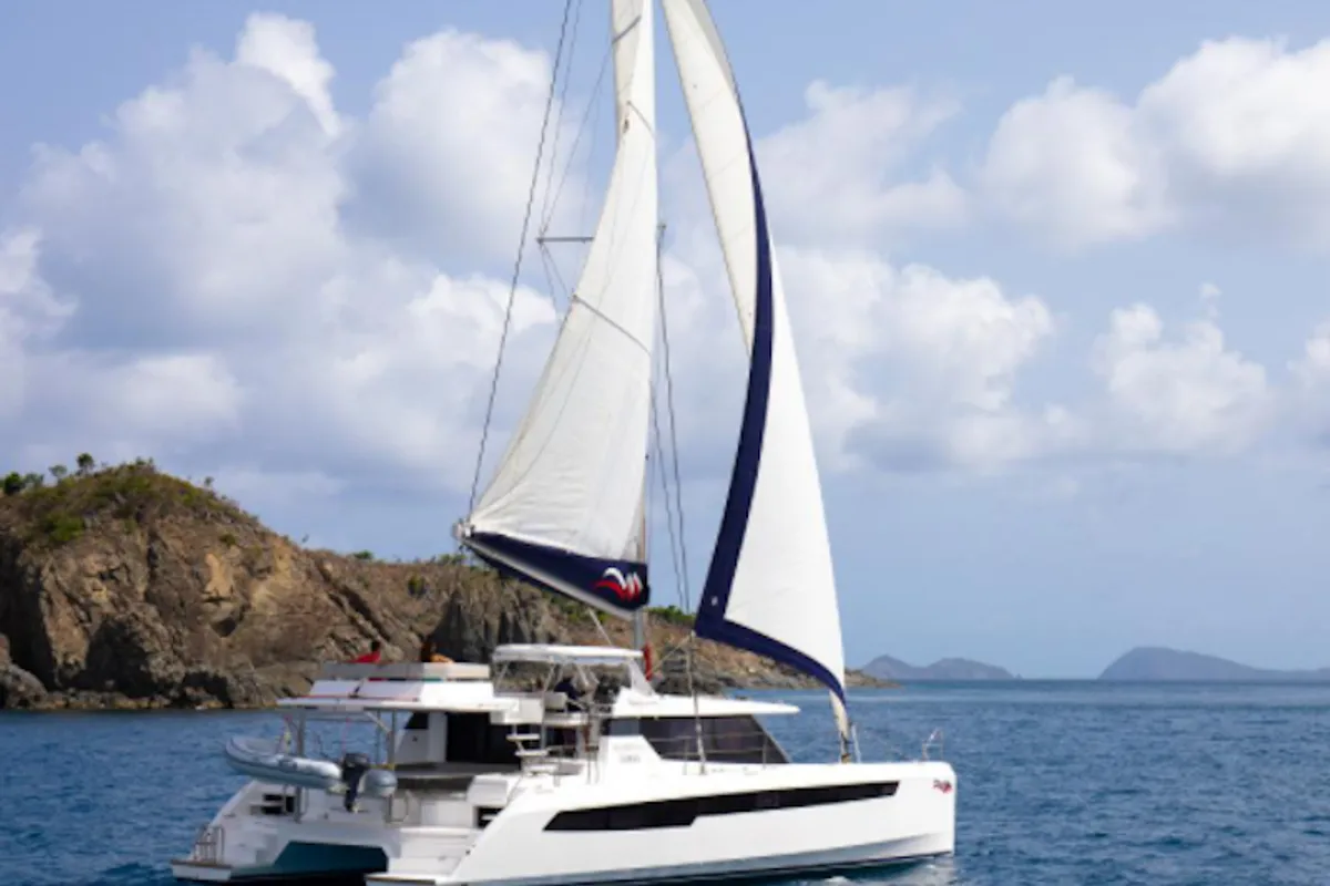 Exterior view of Moorings 5000 Exclusive, a Leopard 50 catamaran at Road Town, British Virgin Islands
