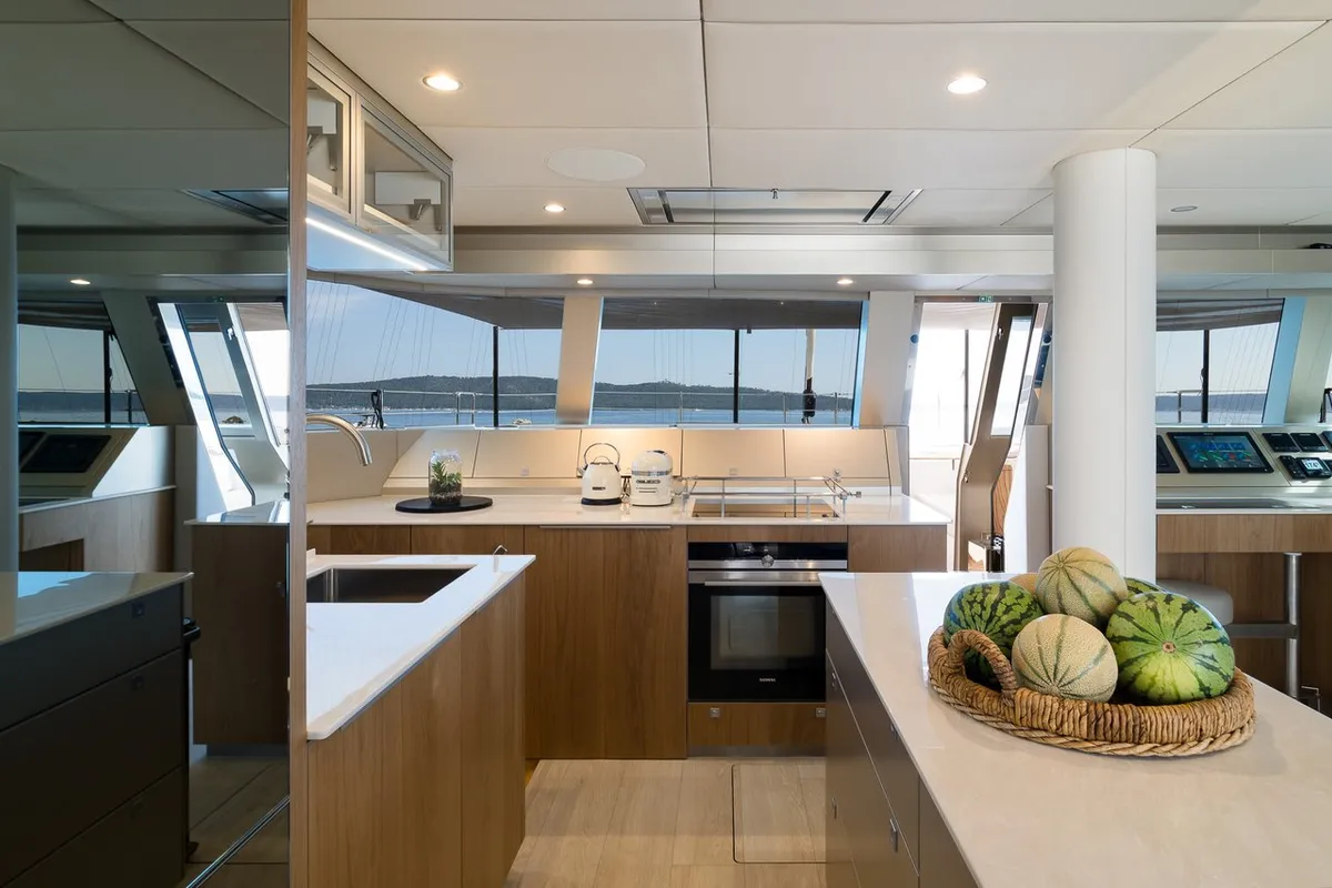Galley of Zara, a Sunreef 50 catamaran at Kaštela, Croatia