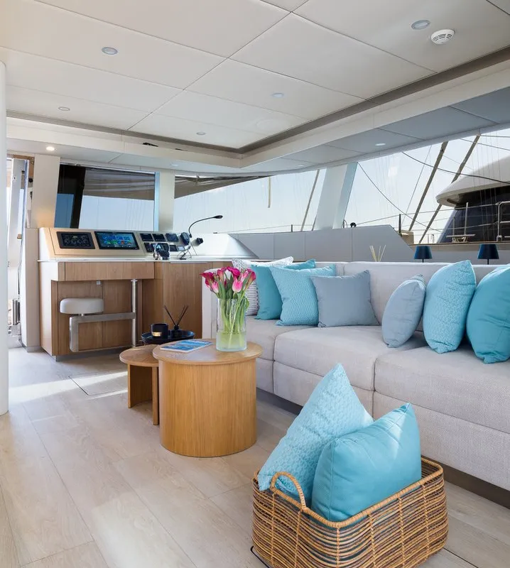 Salon of Zara, a Sunreef 50 catamaran at Kaštela, Croatia