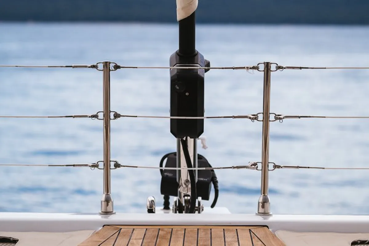 Deck of Zara, a Sunreef 50 catamaran at Kaštela, Croatia