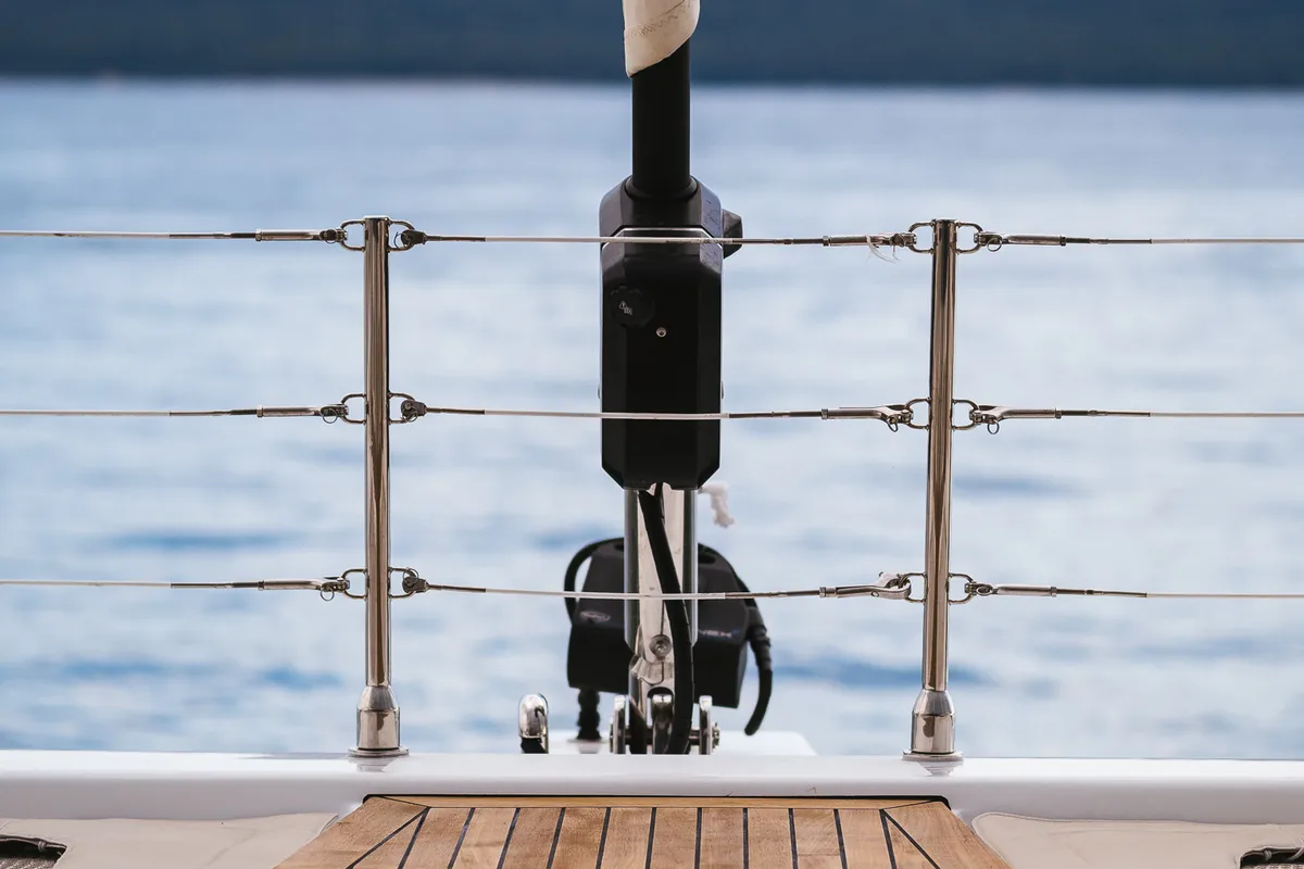 Deck of Zara, a Sunreef 50 catamaran at Kaštela, Croatia
