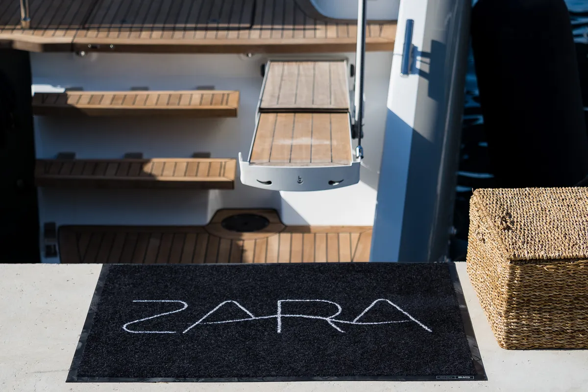 Deck of Zara, a Sunreef 50 catamaran at Kaštela, Croatia