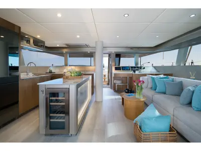 Salon of Zara, a Sunreef 50 catamaran at Kaštela, Croatia