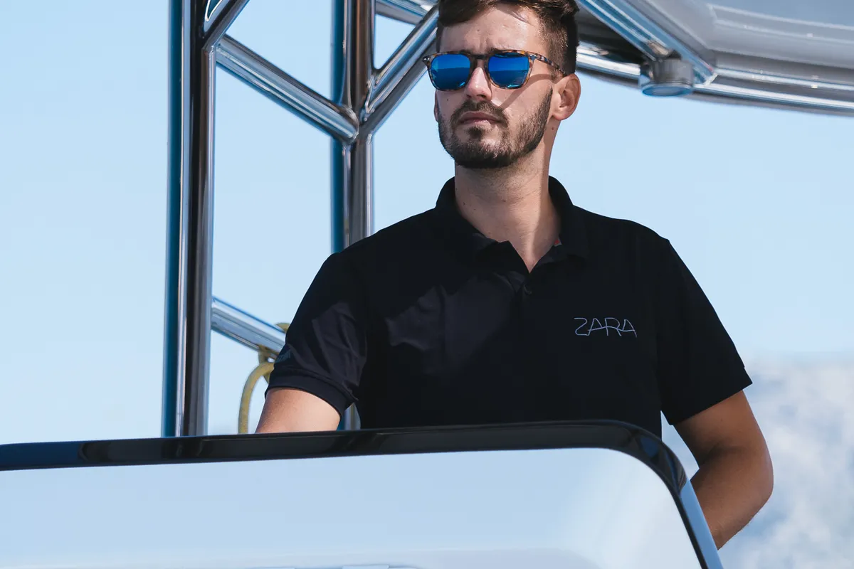 Cockpit of Zara, a Sunreef 50 catamaran at Kaštela, Croatia