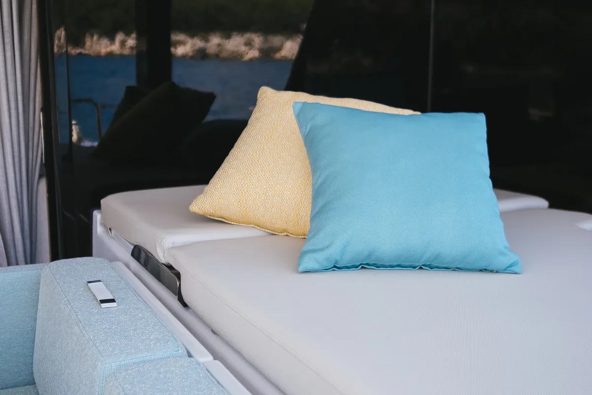 Deck of Zara, a Sunreef 50 catamaran at Kaštela, Croatia
