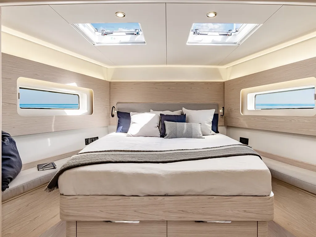 Cabin on Philia, a Beneteau Oceanis 54 sailboat at es Jonquet, Spain