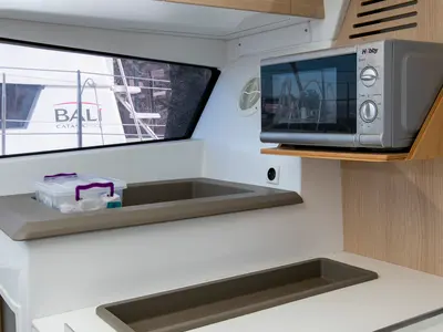 Galley of North Cat II, a Bali 4.1 catamaran at Sipias, Greece