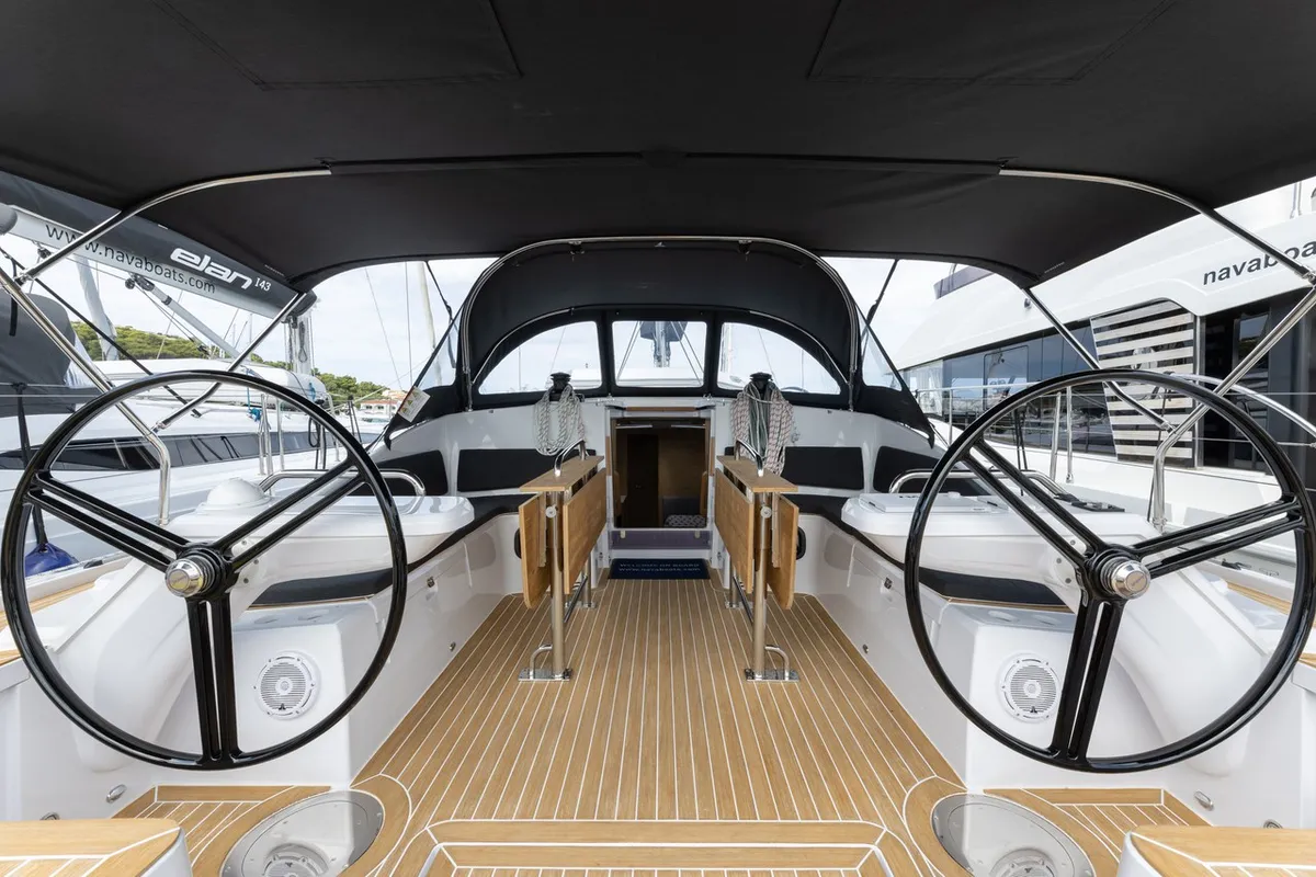 Cockpit of Elana, a Elan Impression 45 sailboat at Split, Croatia