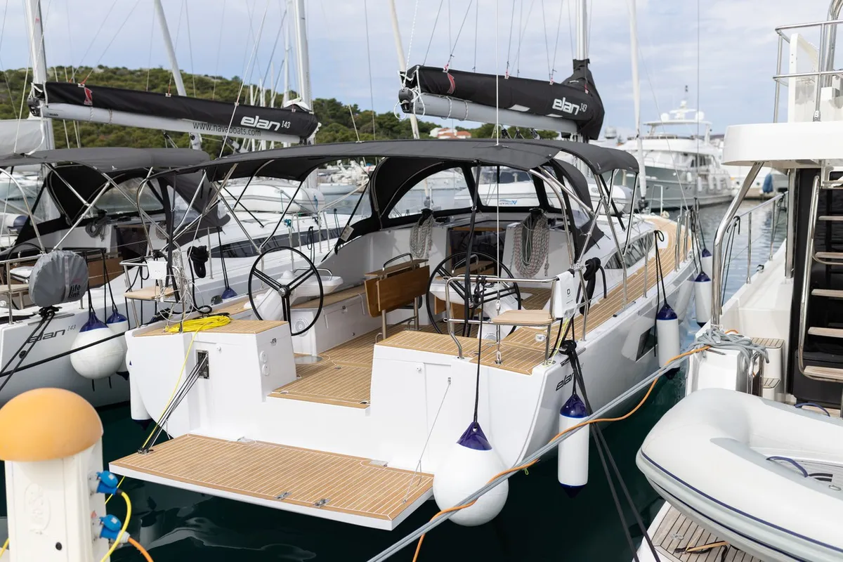 Exterior view of Elana, a Elan Impression 45 sailboat at Split, Croatia