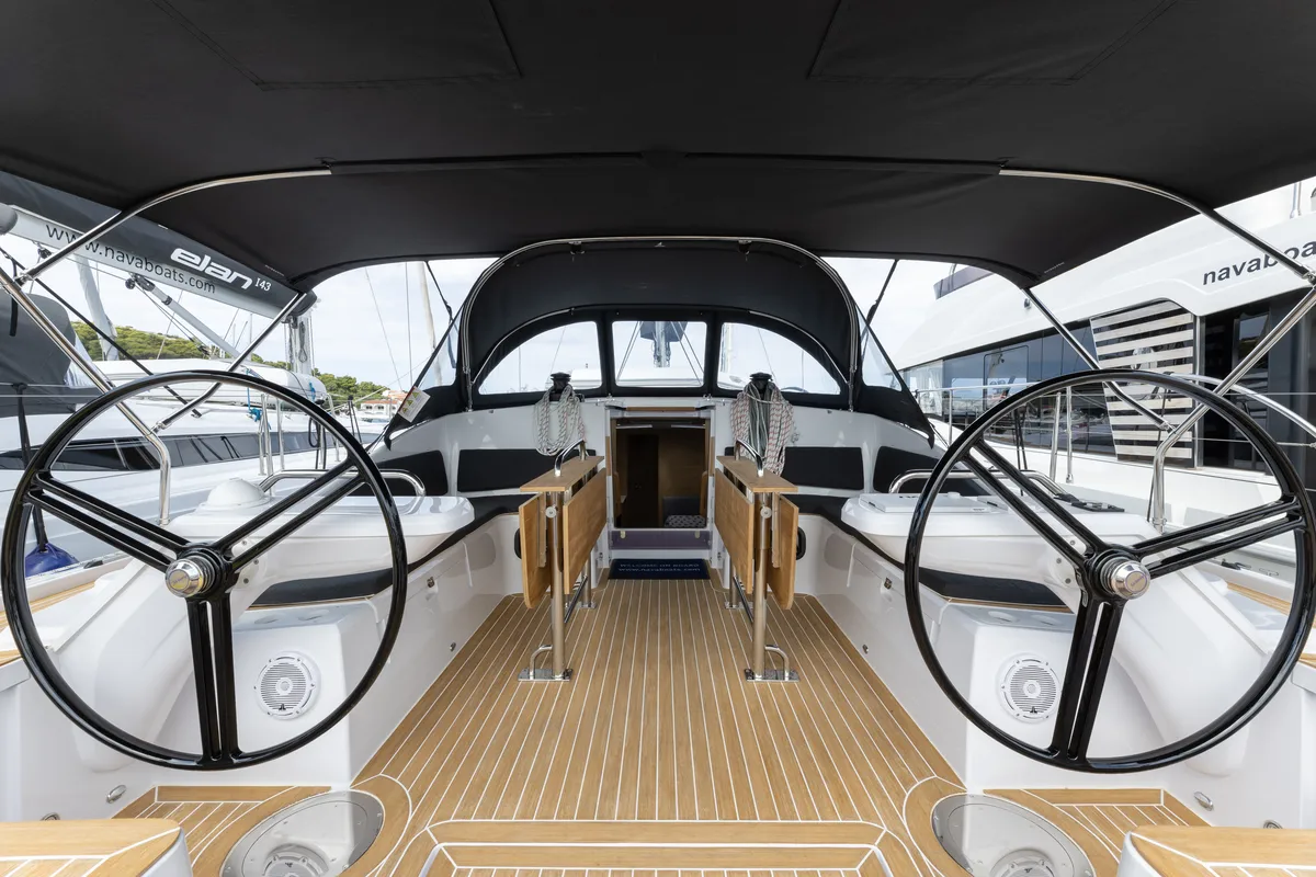 Cockpit of Elana, a Elan Impression 45 sailboat at Split, Croatia