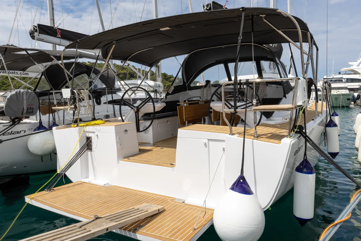 Exterior view of Elana, a Elan Impression 45 sailboat at Split, Croatia