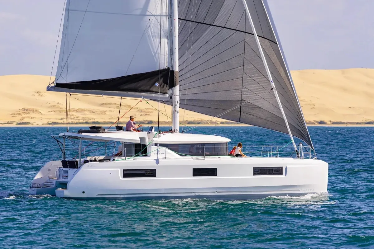 Vuk, a Lagoon 46 catamaran at Seget Donji, Croatia