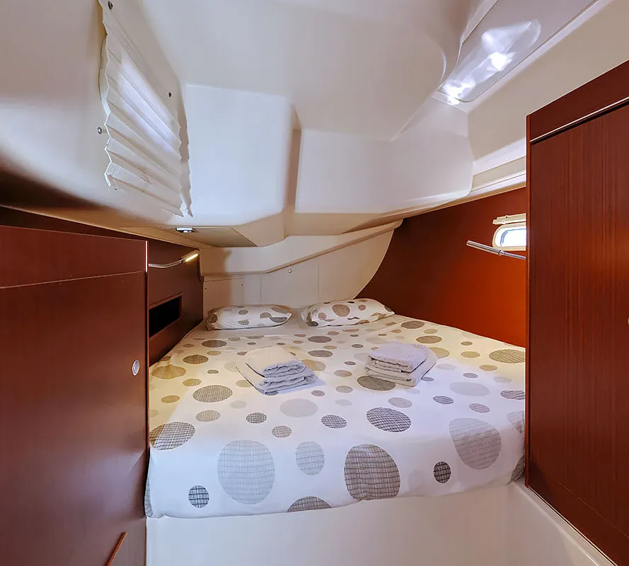 Cabin on Audrey, a Hanse 455 sailboat at Dubrovnik, Croatia