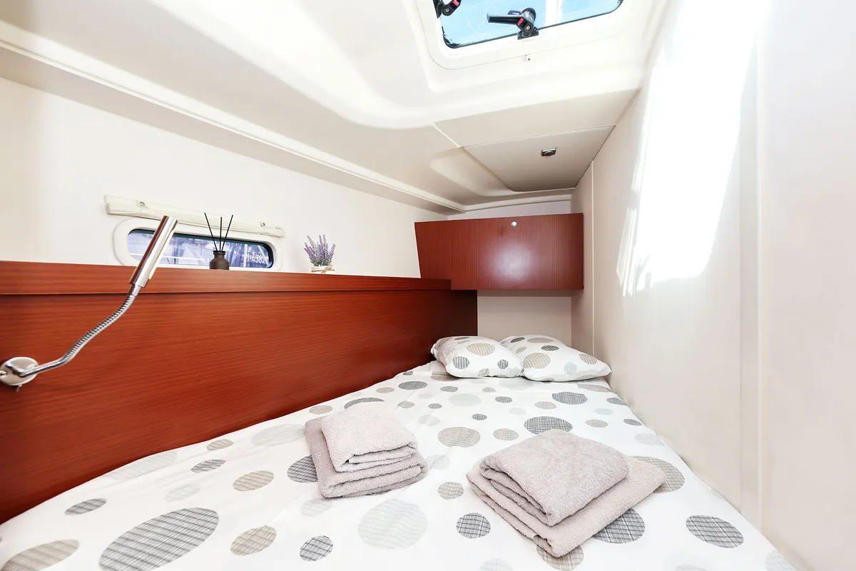 Cabin on Audrey, a Hanse 455 sailboat at Dubrovnik, Croatia