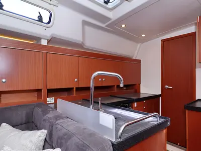 Galley of Audrey, a Hanse 455 sailboat at Dubrovnik, Croatia